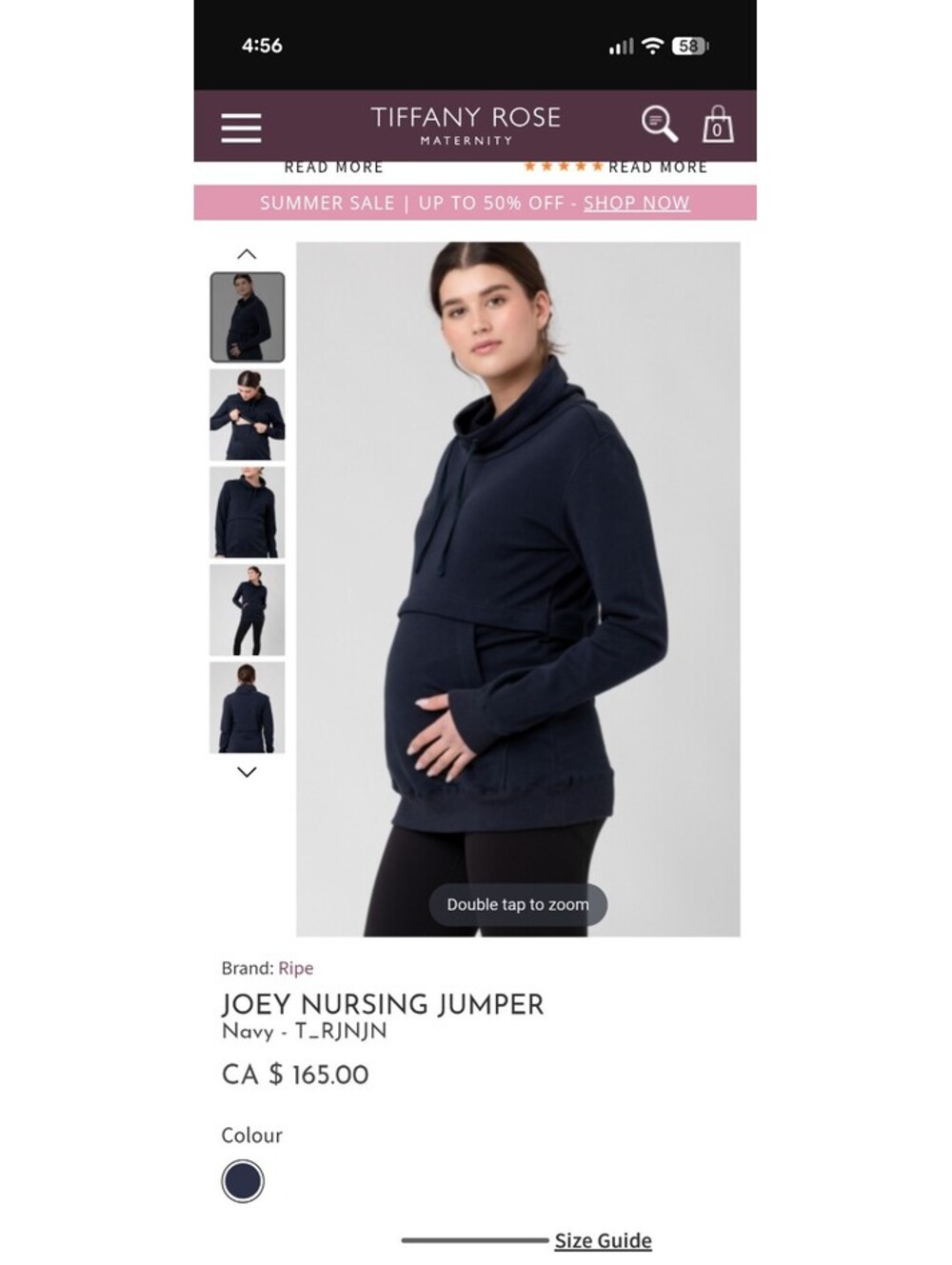 Ripe Maternity 100% Cotton XL Joey Nursing Jumper in Navy streetwear fall comfy